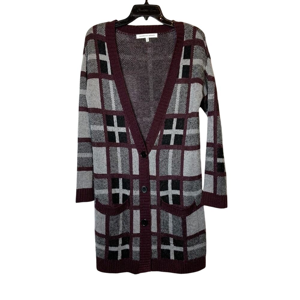 Cupcakes & Cashmere Purple Gray Longline Cardigan